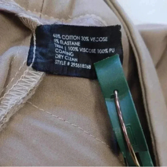 Club  Monaco Emily Khaki/Tan Leather Trim Pockets Skinny Pants Size 2 - Picture 6 of 11